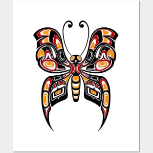 Red, Yellow and Black Haida Spirit Butterfly Posters and Art